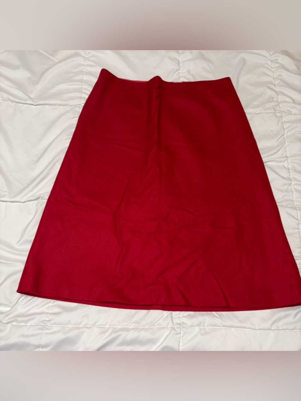 J. Crew Virgin Wool Cashmere Holiday Red Skirt Size 12 Midi Pencil